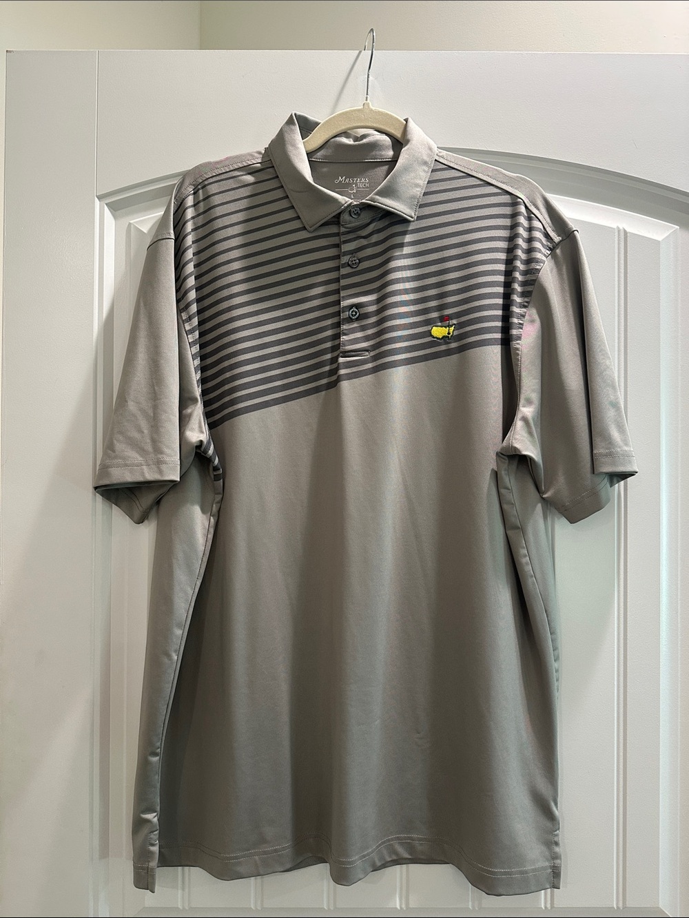 Masters Men's Gray Striped Golf Polo